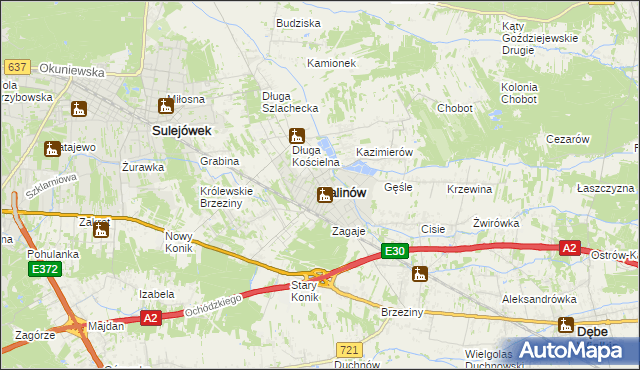 mapa Halinów powiat miński, Halinów powiat miński na mapie Targeo