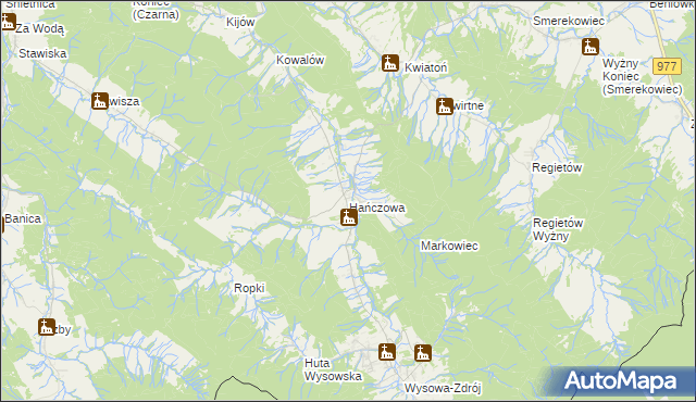 mapa Hańczowa, Hańczowa na mapie Targeo