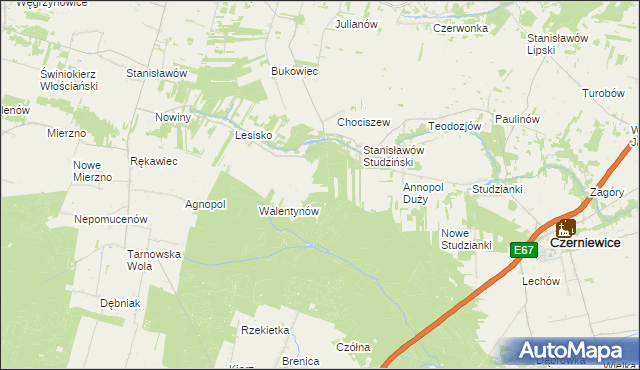 mapa Helenów gmina Czerniewice, Helenów gmina Czerniewice na mapie Targeo