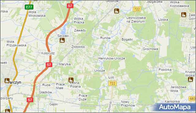 mapa Henryków-Urocze, Henryków-Urocze na mapie Targeo