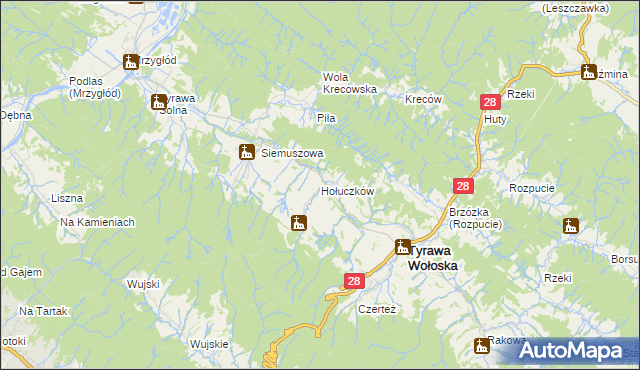 mapa Hołuczków, Hołuczków na mapie Targeo
