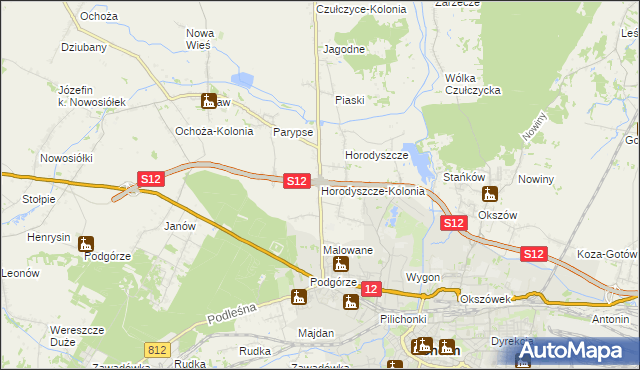mapa Horodyszcze-Kolonia, Horodyszcze-Kolonia na mapie Targeo