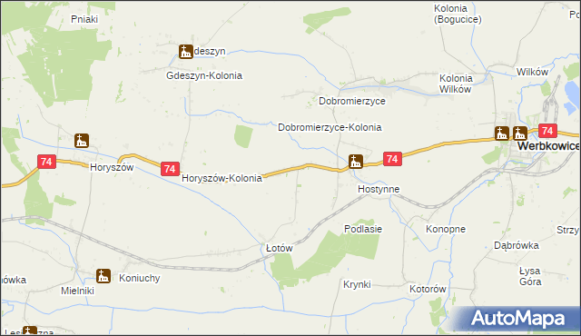 mapa Hostynne-Kolonia, Hostynne-Kolonia na mapie Targeo