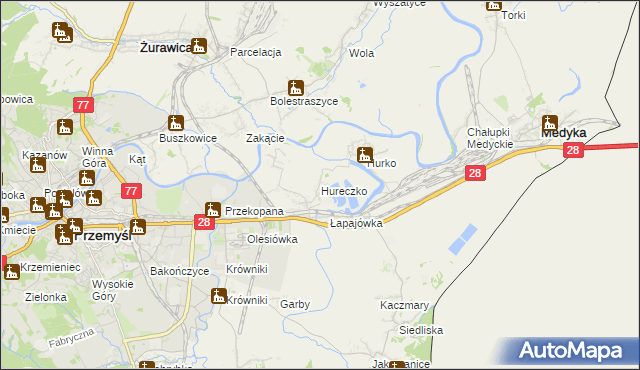 mapa Hureczko, Hureczko na mapie Targeo