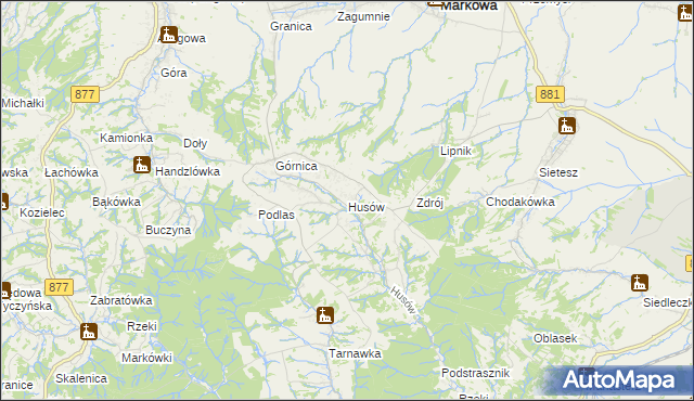 mapa Husów, Husów na mapie Targeo