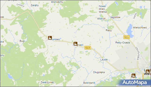 mapa Ignalin gmina Lidzbark Warmiński, Ignalin gmina Lidzbark Warmiński na mapie Targeo