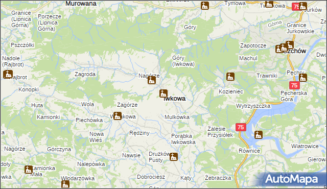 mapa Iwkowa, Iwkowa na mapie Targeo