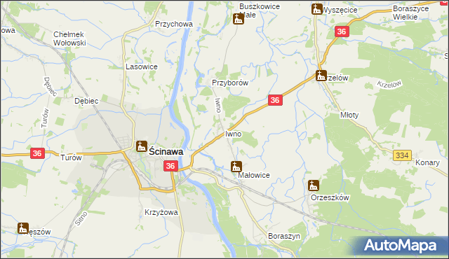 mapa Iwno gmina Wińsko, Iwno gmina Wińsko na mapie Targeo