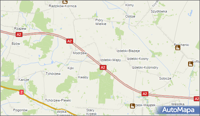 mapa Izdebki-Wąsy, Izdebki-Wąsy na mapie Targeo