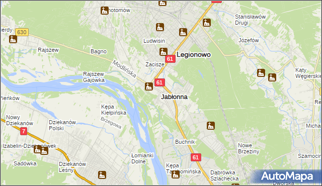 mapa Jabłonna powiat legionowski, Jabłonna powiat legionowski na mapie Targeo