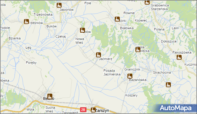 mapa Jaćmierz, Jaćmierz na mapie Targeo