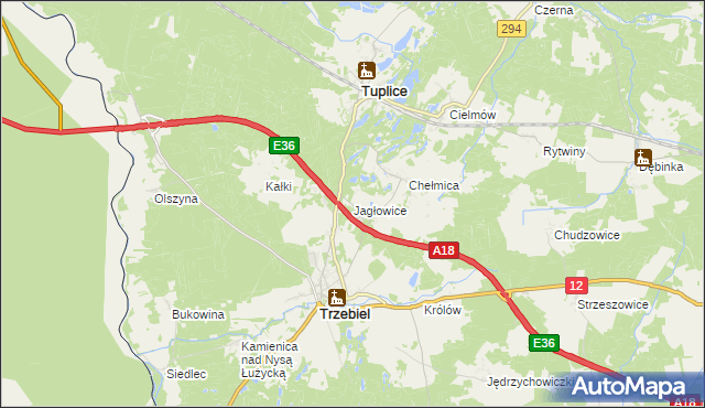 mapa Jagłowice, Jagłowice na mapie Targeo