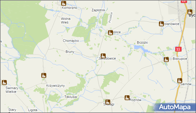 mapa Jakubowice gmina Byczyna, Jakubowice gmina Byczyna na mapie Targeo