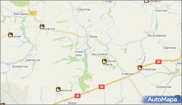mapa Jakubowice gmina Pawłowiczki, Jakubowice gmina Pawłowiczki na mapie Targeo