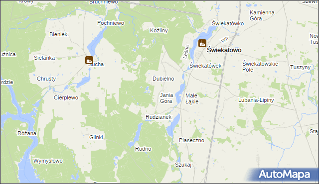 mapa Jania Góra gmina Świekatowo, Jania Góra gmina Świekatowo na mapie Targeo