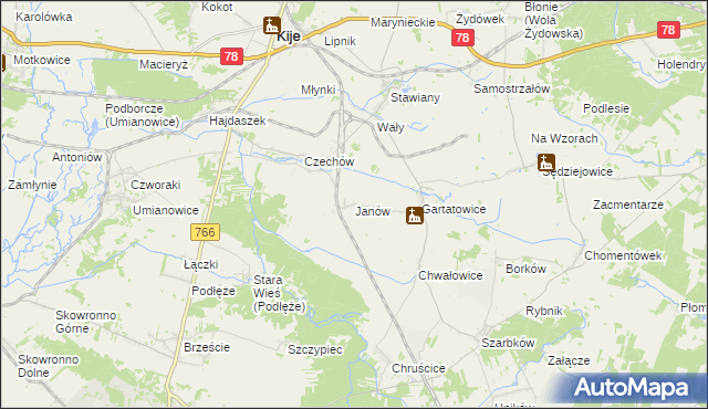 mapa Janów gmina Kije, Janów gmina Kije na mapie Targeo