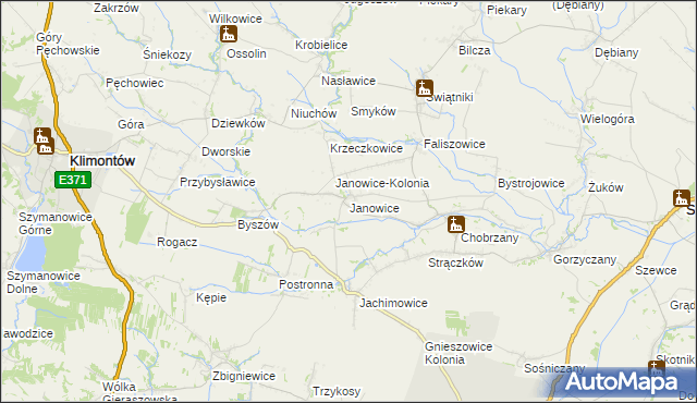 mapa Janowice gmina Samborzec, Janowice gmina Samborzec na mapie Targeo