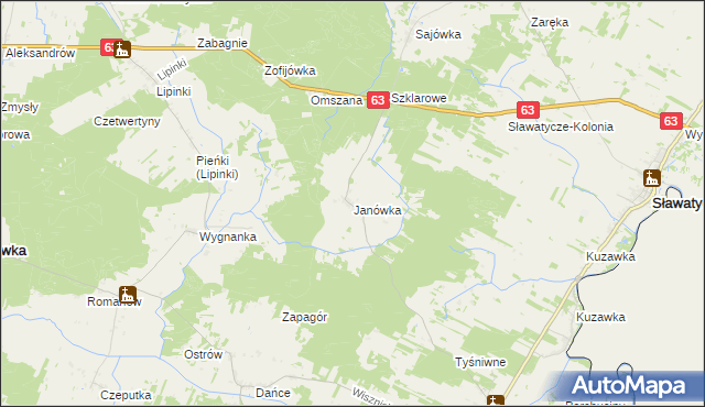 mapa Janówka gmina Hanna, Janówka gmina Hanna na mapie Targeo