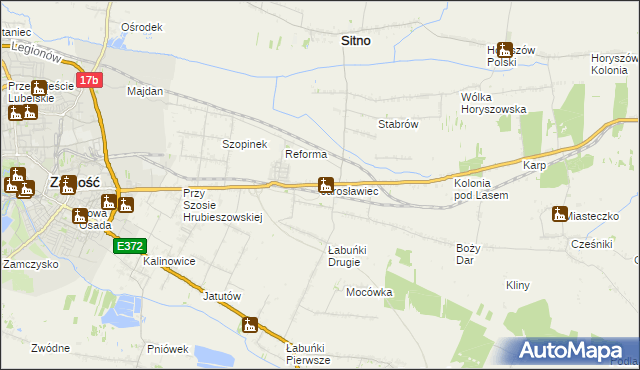 mapa Jarosławiec gmina Sitno, Jarosławiec gmina Sitno na mapie Targeo