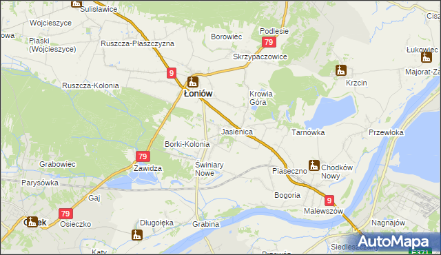 mapa Jasienica gmina Łoniów, Jasienica gmina Łoniów na mapie Targeo