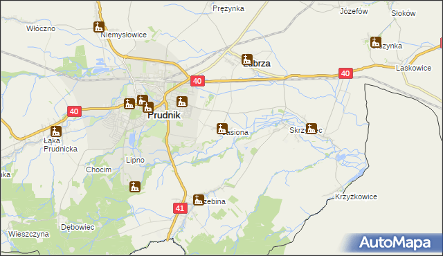 mapa Jasiona gmina Lubrza, Jasiona gmina Lubrza na mapie Targeo
