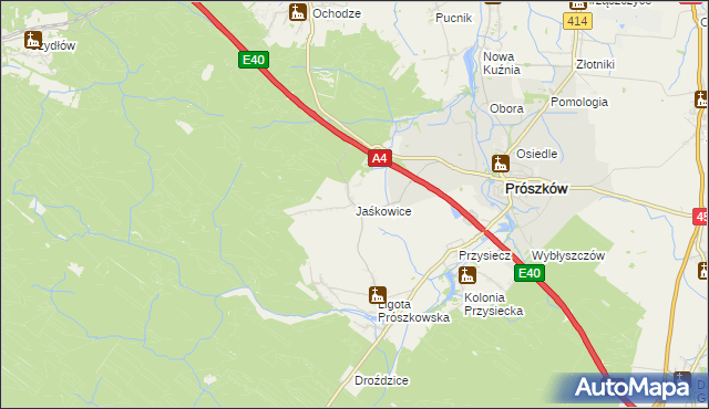 mapa Jaśkowice gmina Prószków, Jaśkowice gmina Prószków na mapie Targeo