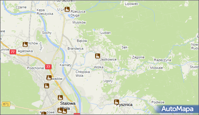 mapa Jastkowice, Jastkowice na mapie Targeo