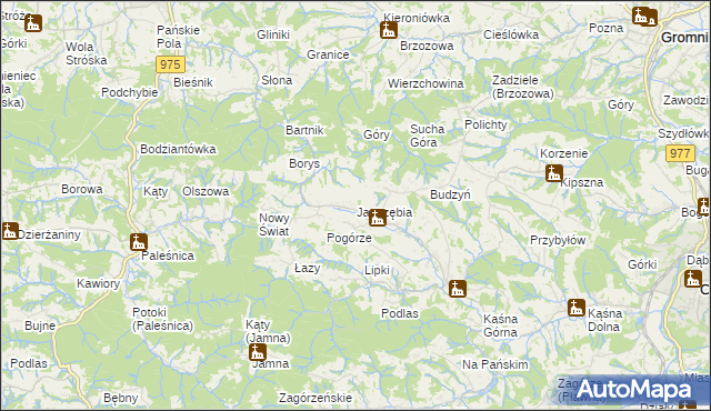 mapa Jastrzębia gmina Ciężkowice, Jastrzębia gmina Ciężkowice na mapie Targeo