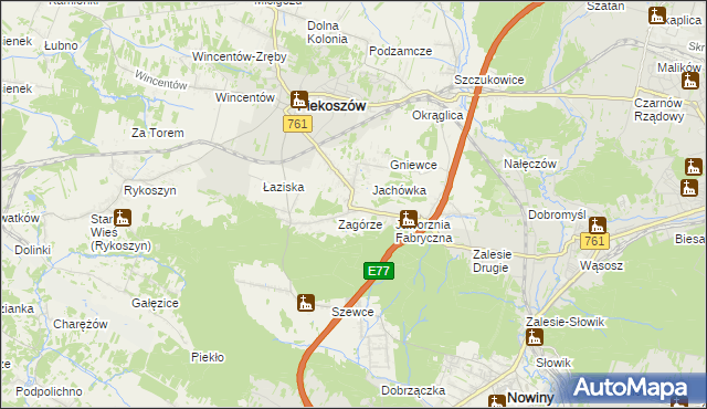 mapa Jaworznia, Jaworznia na mapie Targeo