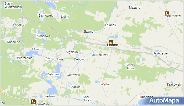 mapa Jędrzejewo gmina Lniano, Jędrzejewo gmina Lniano na mapie Targeo