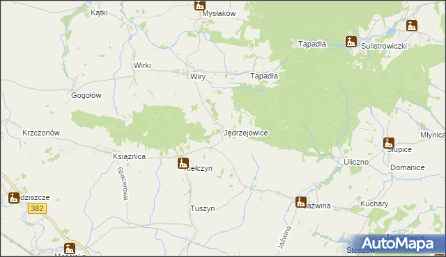 mapa Jędrzejowice gmina Dzierżoniów, Jędrzejowice gmina Dzierżoniów na mapie Targeo
