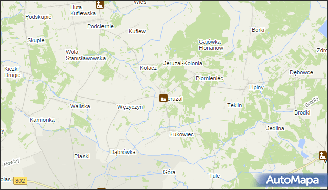 mapa Jeruzal gmina Mrozy, Jeruzal gmina Mrozy na mapie Targeo