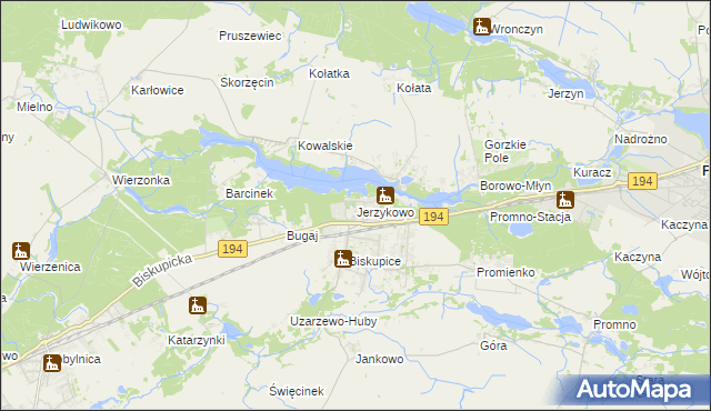 mapa Jerzykowo gmina Pobiedziska, Jerzykowo gmina Pobiedziska na mapie Targeo