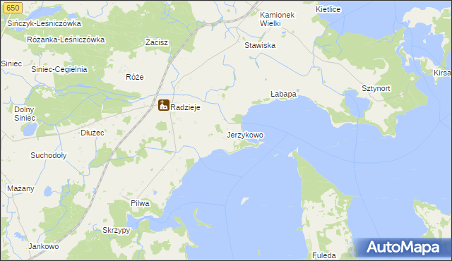 mapa Jerzykowo gmina Węgorzewo, Jerzykowo gmina Węgorzewo na mapie Targeo