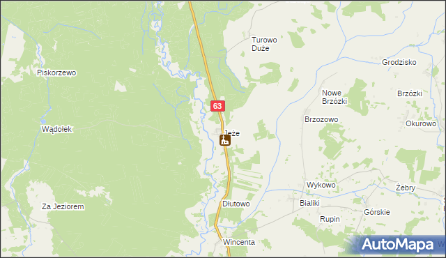 mapa Jeże gmina Pisz, Jeże gmina Pisz na mapie Targeo