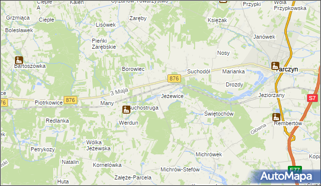 mapa Jeżewice gmina Tarczyn, Jeżewice gmina Tarczyn na mapie Targeo