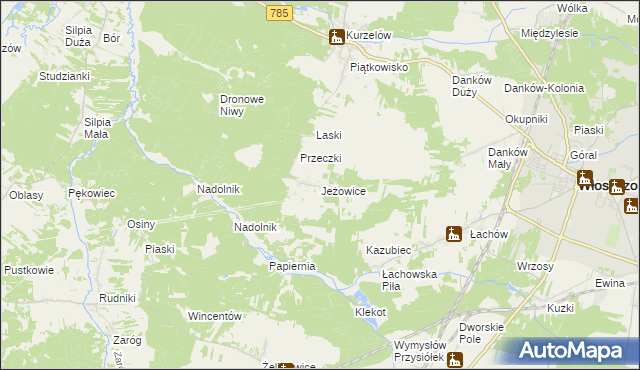 mapa Jeżowice, Jeżowice na mapie Targeo