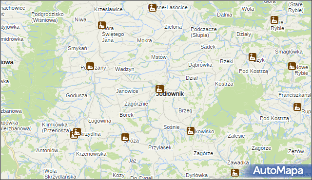 mapa Jodłownik, Jodłownik na mapie Targeo