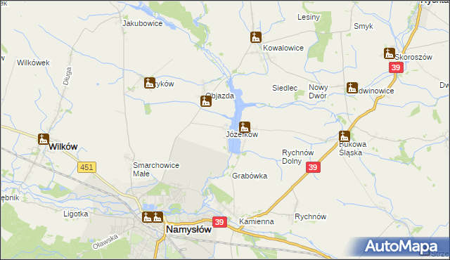 mapa Józefków gmina Namysłów, Józefków gmina Namysłów na mapie Targeo