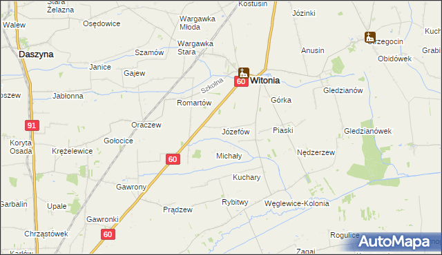 mapa Józefów gmina Witonia, Józefów gmina Witonia na mapie Targeo
