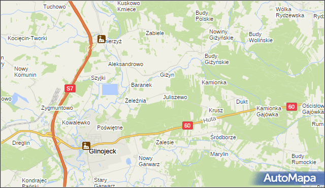 mapa Juliszewo, Juliszewo na mapie Targeo