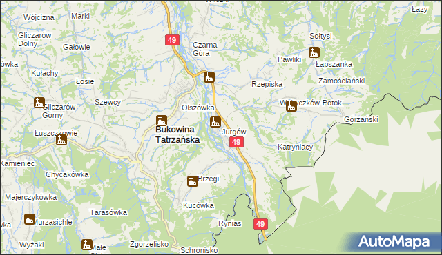 mapa Jurgów, Jurgów na mapie Targeo