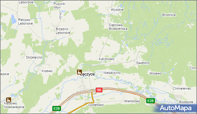 mapa Kaczkowo gmina Łęczyce, Kaczkowo gmina Łęczyce na mapie Targeo