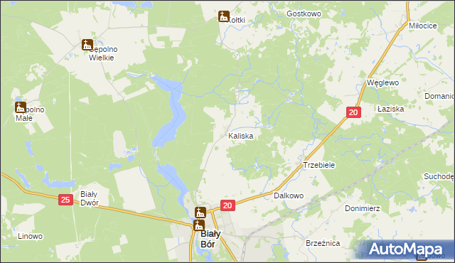 mapa Kaliska gmina Biały Bór, Kaliska gmina Biały Bór na mapie Targeo