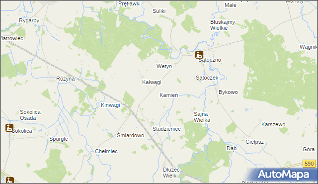 mapa Kamień gmina Korsze, Kamień gmina Korsze na mapie Targeo