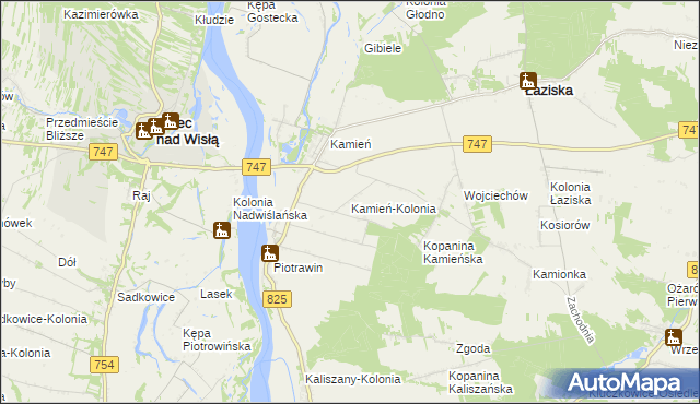 mapa Kamień-Kolonia gmina Łaziska, Kamień-Kolonia gmina Łaziska na mapie Targeo