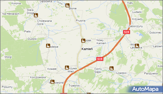 mapa Kamień powiat rzeszowski, Kamień powiat rzeszowski na mapie Targeo