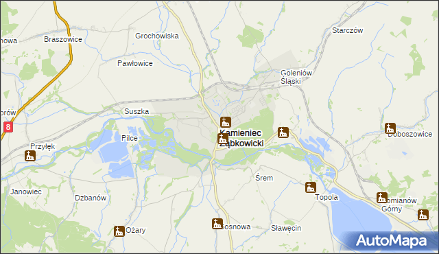 mapa Kamieniec Ząbkowicki, Kamieniec Ząbkowicki na mapie Targeo