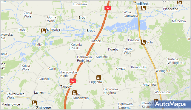 mapa Kamińsk gmina Jedlińsk, Kamińsk gmina Jedlińsk na mapie Targeo
