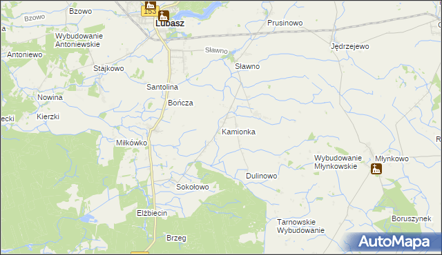 mapa Kamionka gmina Lubasz, Kamionka gmina Lubasz na mapie Targeo
